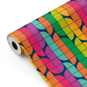 Bobina Papel de regalo RETRO-iris • Clásico • Multicolor • 62cm y 31cm x 100m-mkp