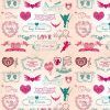 Bobina Papel de regalo CLASSIC • Love • Fucsia:Verde • 62cm y 31cm x 100m