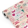 Bobina Papel de regalo CLASSIC • Love • Fucsia:Verde • 62cm y 31cm x 100m-mkp