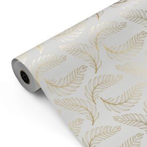 Bobina Papel de regalo PLUMAS, 31 cm o 62 cm x 100 metros (GRIS)