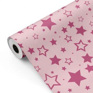 Bobina Papel de regalo ESTRELLAS Pop-2, 31 cm o 62 cm x 100 metros (ROSA)