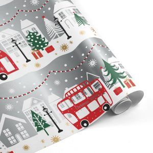 Papel de regalo LONDRES AUTOBUS NAVIDAD