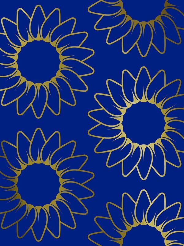 Bobina papel de regalo Girasoles - Azul 3591 y Oro
