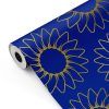 Bobina papel de regalo Girasoles - Azul 3591 y Oro mckp