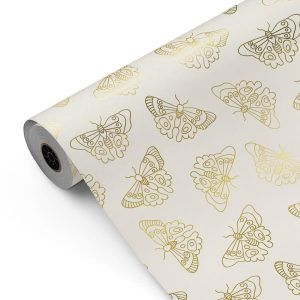 Bobina papel de regalo Mariposas v1 crema 9043 y Oro 971 mckp