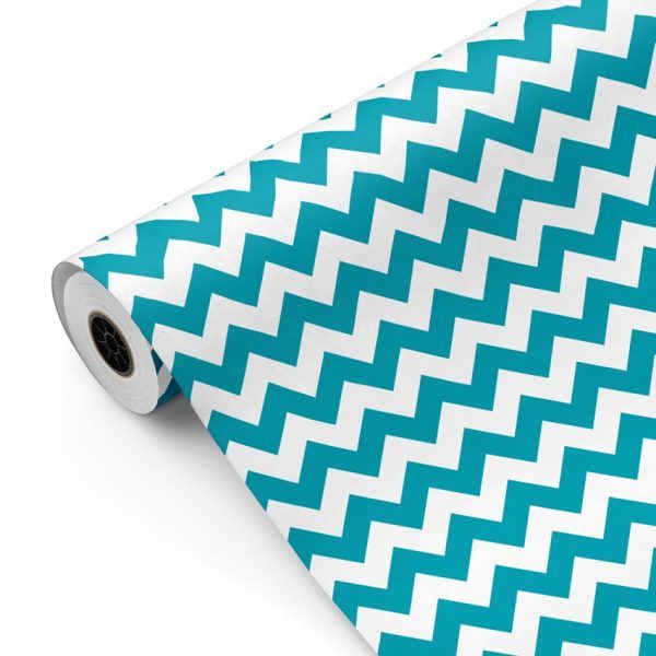 Bobina papel de regalo chevron 2024 Azul 320 y Blanco mckp