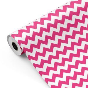 Bobina papel de regalo chevron 2024 Fucsia 7424 y Blanco mckp
