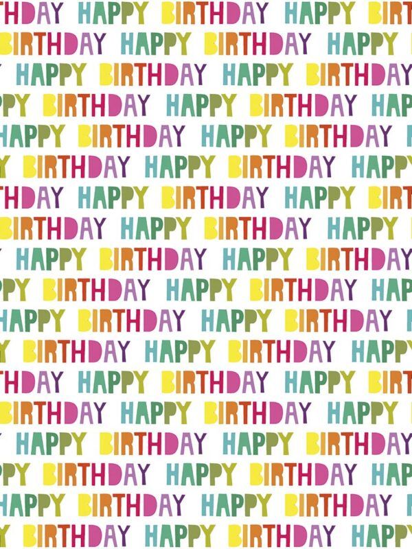 Rollo papel de regalo Happy Birthday IRIS blanco