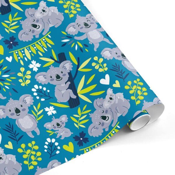 Rollo papel de regalo KoalaAzul F 534 Azul 314 Verde 389–mckp