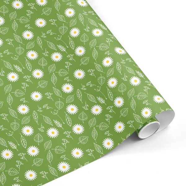 Rollo papel de regalo Margaritas Hojas Rama Verde 576 - Allo 129-mckp