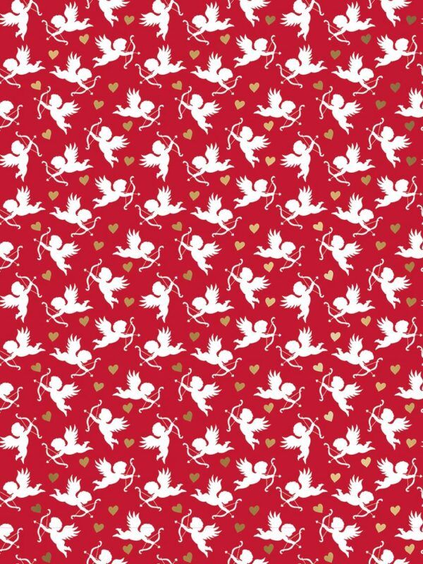 Bobina papel de regalo Cupido Rosa 183 Rojo y Oro