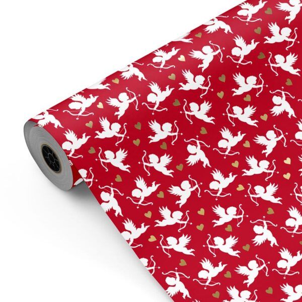 Bobina papel de regalo Cupido Rosa 183 Rojo y Oro-mckp
