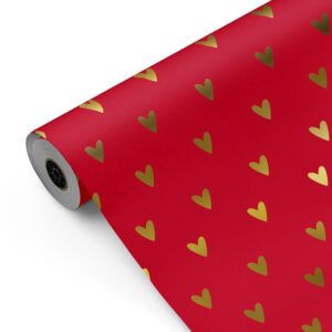 Bobina papel de regalo corazones alineados rojo y oro-mckp