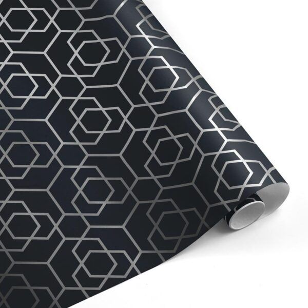 Rollo papel de regalo Geométrico rombos Black 6C-Plata-mckp
