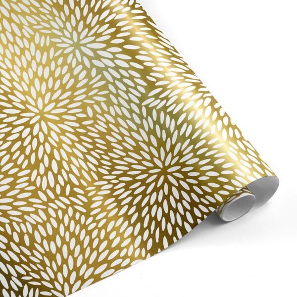 Rollo papel de regalo Flores Swaite Oro Blanco calado–mckp