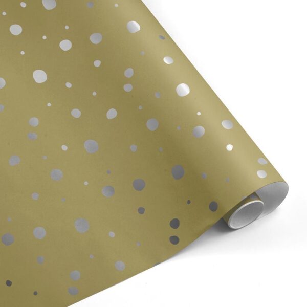 Rollo papel de regalo Puntos desiguales Pardo 451-Plata–mckp