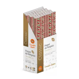 Pack 50 Rollos Papel Regalo Kraft Natur 2m x 70cm, Caja Expositora