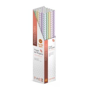 Pack 25 Rollos Papel Regalo Polka Dots 3m x 1m, Caja Expositora