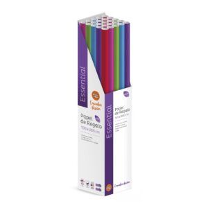 Pack 25 Rollos Papel Regalo Essential 3m x 1m, Caja Expositora