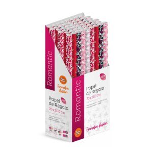 Pack 50 Rollos Papel Regalo Romantic 2m x 70cm, Caja Expositora