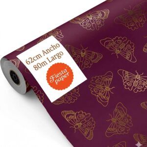 Bobina Papel Regalo Mariposas Doradas 62cm x 80m