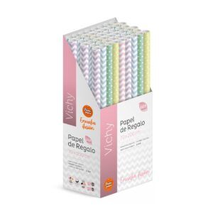 Pack 50 Rollos Papel Regalo Vichy 2m x 70cm, Caja Expositora