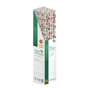 Pack 25 Rollos Papel Regalo Christmas 2m x 1m, Caja Expositora