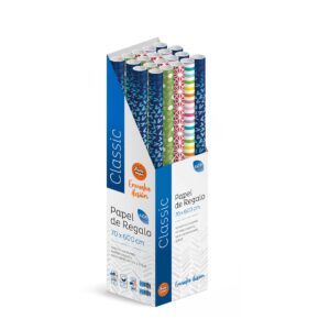 Pack 20 Rollos Papel Regalo XXL 6m x 70cm, Caja Expositora