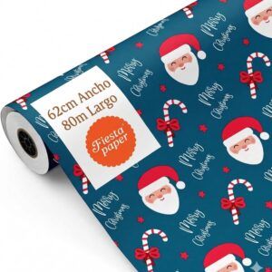 Bobina Papel Regalo Papá Noel Azul 62cm x 80m