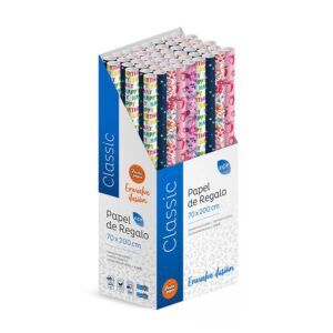Pack 50 Rollos Papel Regalo Classic A 2m x 70cm, Caja Expositora
