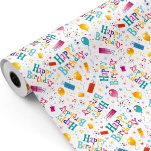 Rollo de Papel Regalo Cumpleaños - Bobina Grande Resistente - Niños Cumpleaños Decoración - Happy Birthday - FP Fiesta Paper