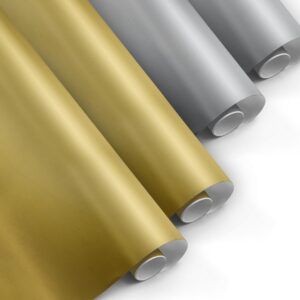 Pack 4 Rollos Papel de Regalo Oro y Plata  0,5 x 3m Resistente Embalaje Regalos Tiendas Comercios Cumpleaños Baby Shower Bodas Decoración - FP Fiesta Paper