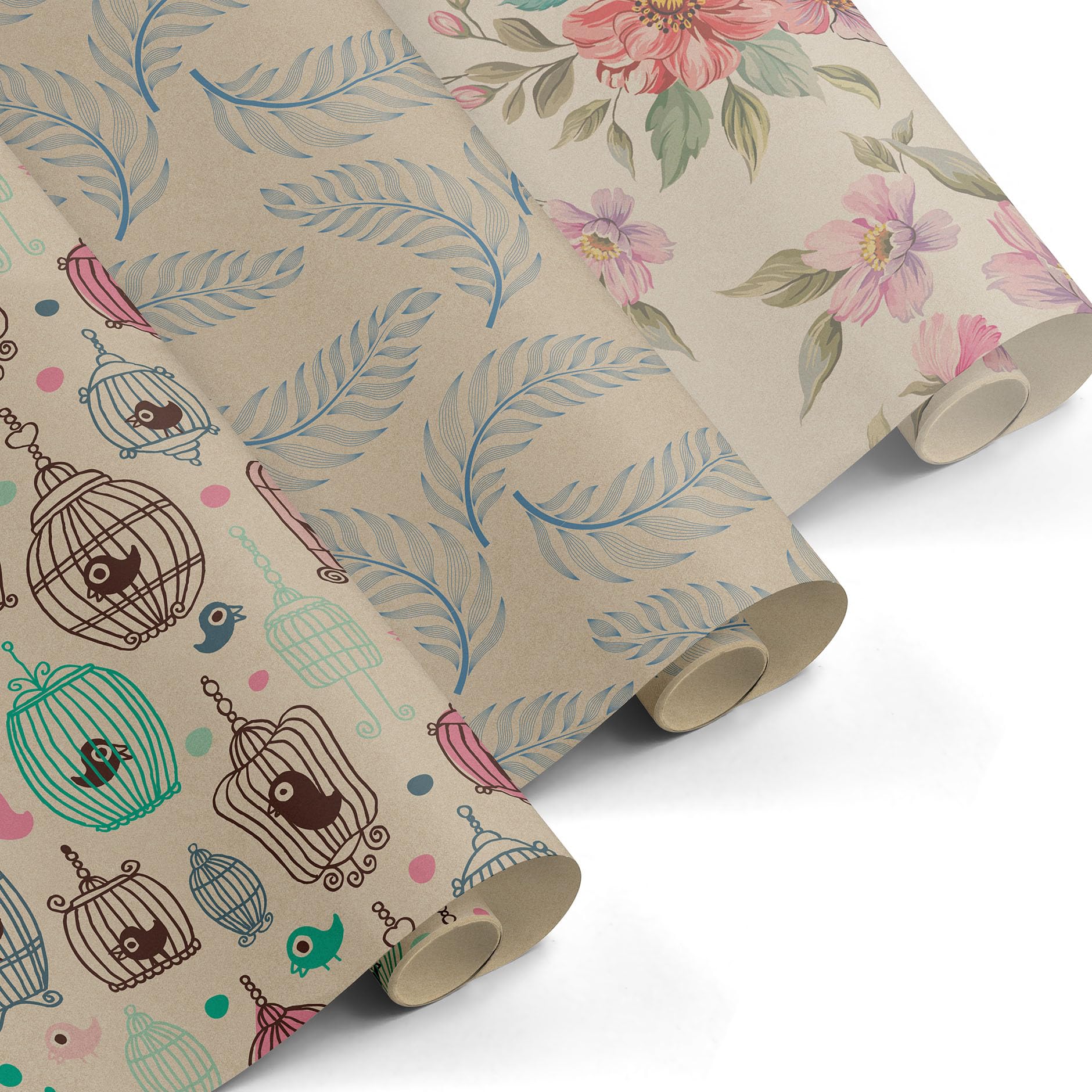 Pack 3 Rollos Papel de Regalo Kraft con Impresión de Colores 0,5 x 3m Resistente Embalaje Regalos Tiendas Comercios Cumpleaños Baby Shower Bodas Decoración – FP Fiesta Paper